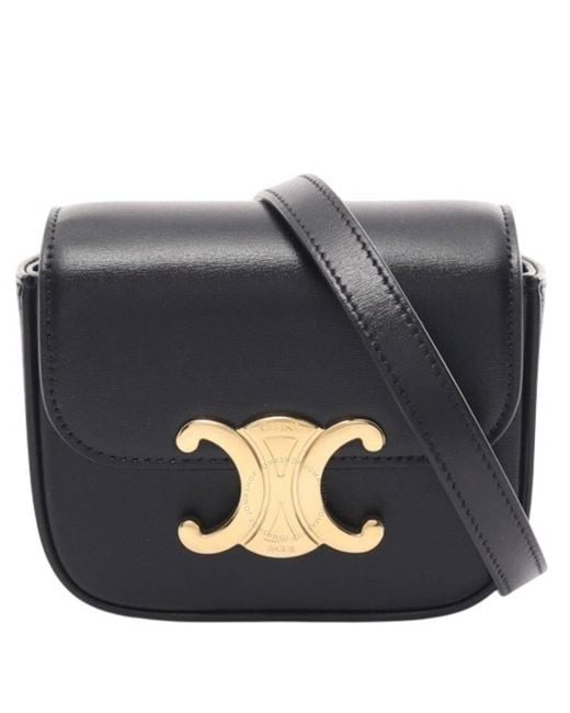 Céline Black Shiny Calfskin Mini Claude Bag