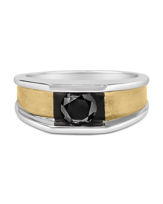 Haus of Brilliance White 14K Plated Sterling 1.0 Cttw Round Diamond Band Ring for men