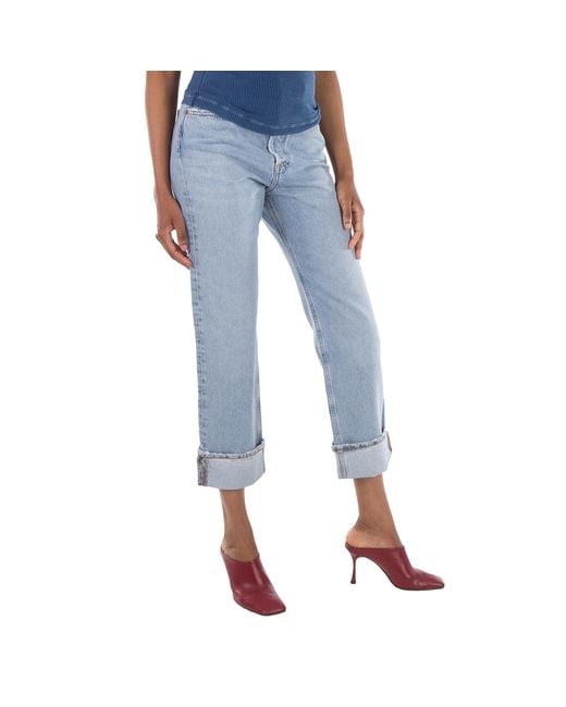 Agolde Blue Marbled Fran Low Slung Straight Jeans