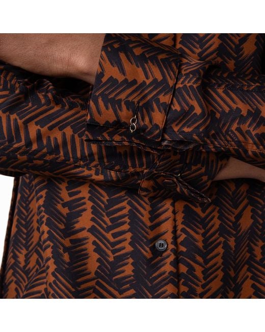 Bally Brown Abstract Print Long-Sleeved Silk Shirt, Brand Size 40 Us Size 4