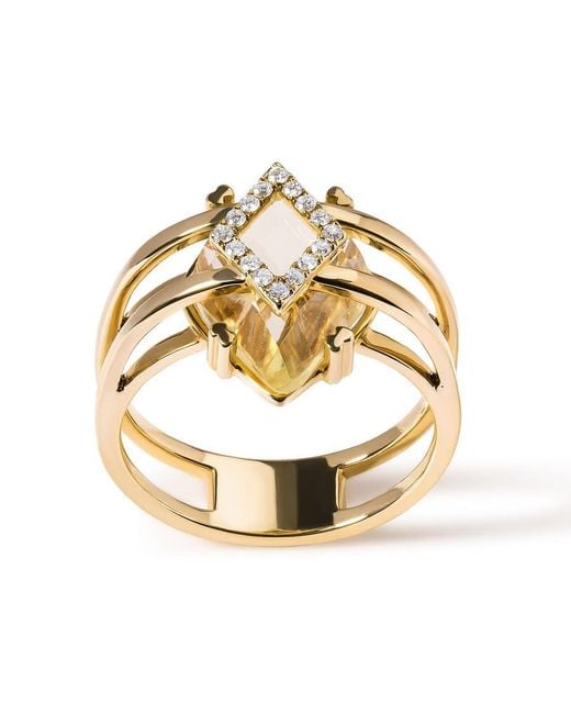 Haus of Brilliance Metallic 14K 15X15 Mm Marquise Cut Topaz And Diamond Accent Statement Cocktail Ring