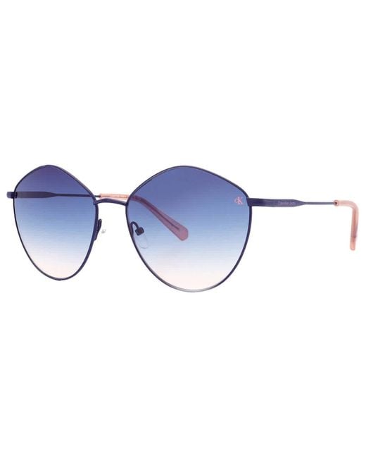 Calvin Klein Blue Gradient Oval Sunglasses Ckj22202s 405 61