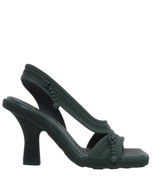 BURBERRY PRORSUM Black/Green Raffia Animal Print T-Strap  Burberry Black and Green High Heeled Sandals main image 1
