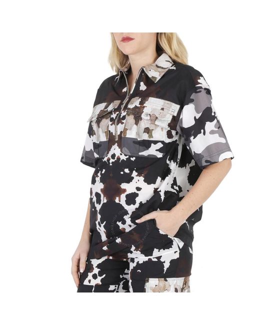 Burberry Black Honey Camouflage Print Short-sleeve Shirt