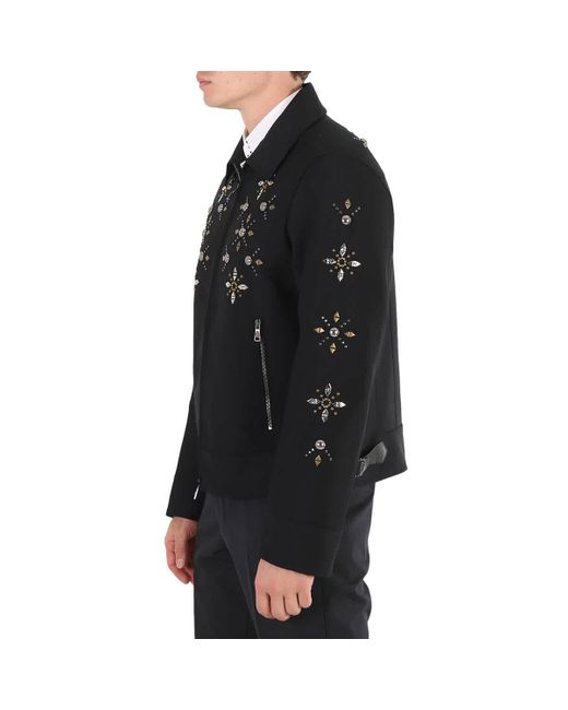Roberto Cavalli Black Embellished Wool Blend Jacket for men