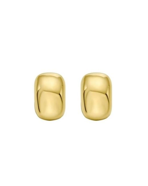 Tresorra Metallic 14K Puffed C Huggie Hoop Earrings