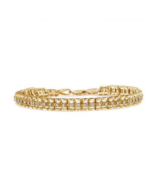 Haus of Brilliance Metallic 10k Yellow Gold Plated .925 Sterling Silver 2.0 Cttw Diamond Double-link 7'' Tennis Bracelet