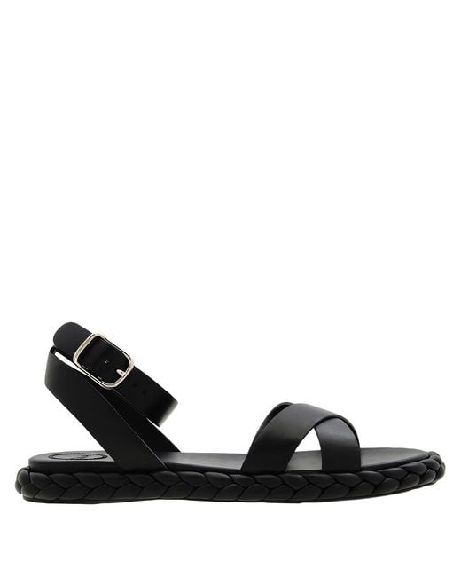 Chloé Black Braided Leather Pip Sandals, Brand Size 35 Us