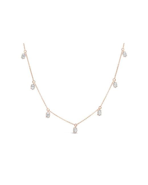 Haus of Brilliance Metallic 14K Rose 1 3/8 Cttw Oval Lab Grown Diamond Dangle Station Necklace