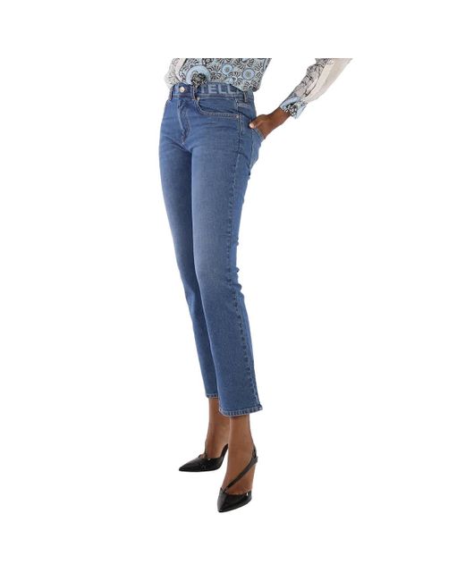 Stella McCartney Blue Salt And Pepper Logo Slim-cut Jeans,waist
