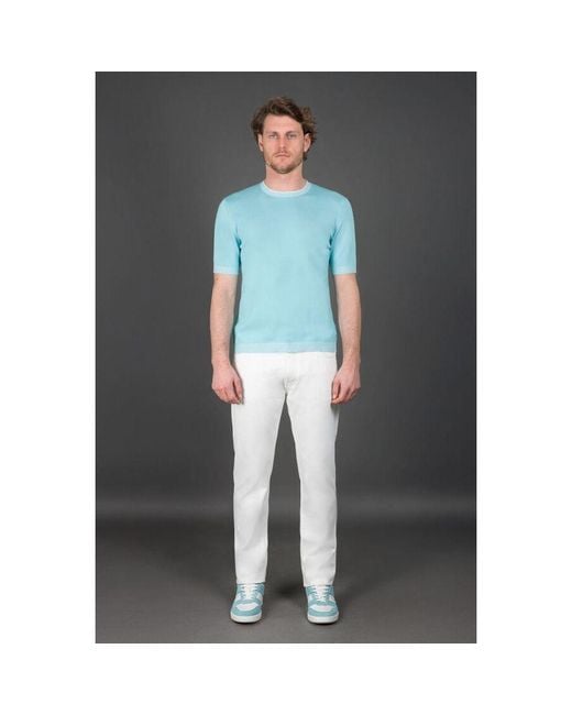 Moorer Blue Light Short Sleeve Sweater for men