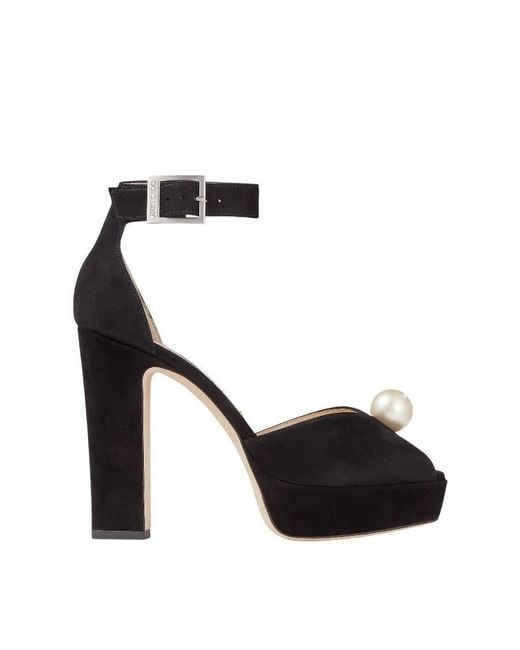 Jimmy Choo Black Socorie 120 Suede Platform Sandals, Brand Size 34 Us