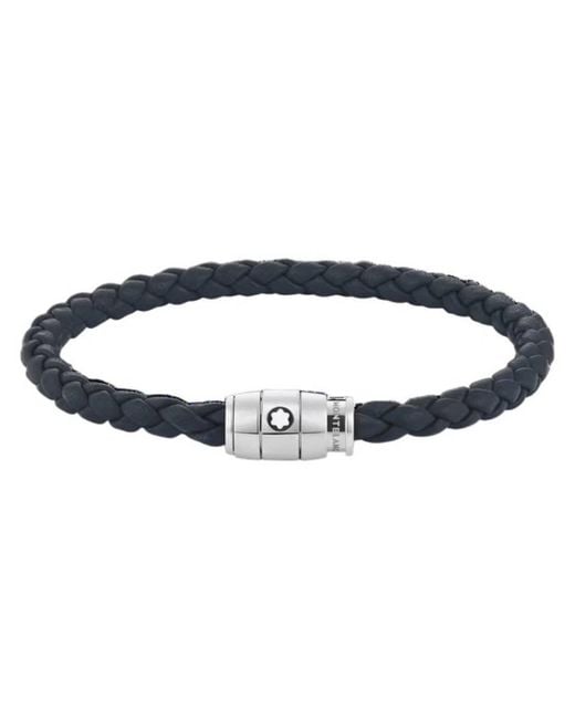 Montblanc Blue Woven Leather Bracelet for men