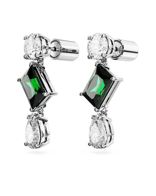 Swarovski Green Mesmera Mixed Cuts Drop Earrings
