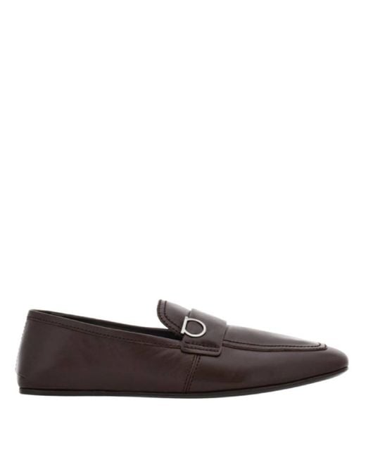 Ferragamo Brown Gancini-Plaque Slip-On Loafers, Size 9 for men