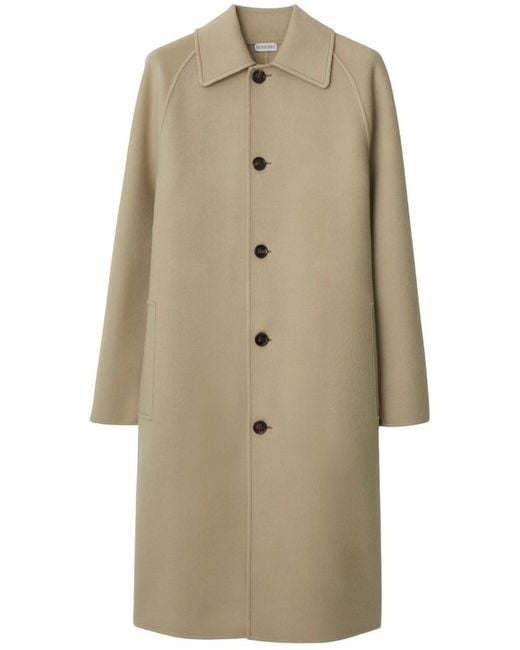 Burberry Natural Straight-Hem Wool Midi Coat, Brand Size 8 (Us