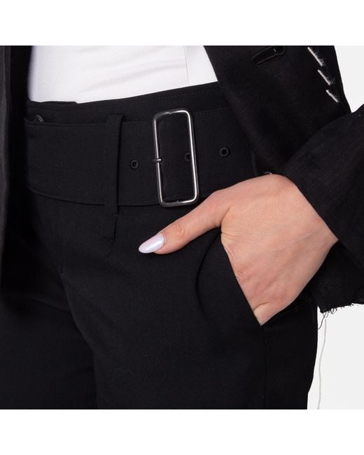 Yohji Yamamoto Black Gabardine Belted Tapered Trousers