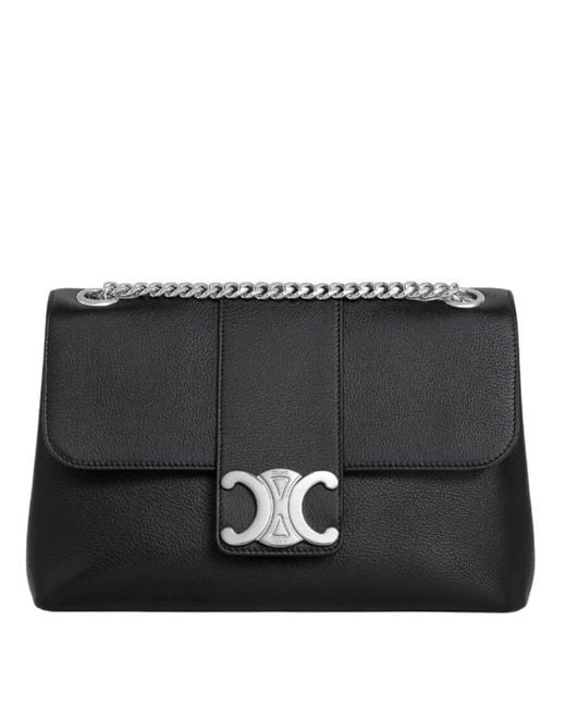 Celine Supple Calfskin Victoire Medium Crossbody Bag in Black | Lyst