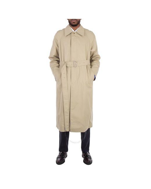 Burberry Natural Bradford Car Coat Gabardine Long Coat, Brand Size 46 Us for men