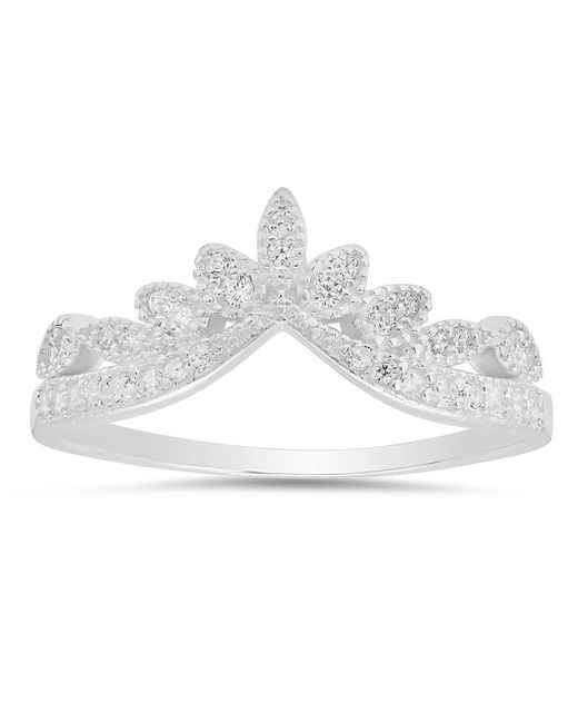 Kylie Harper White Sterling Vintage Floral V Ring