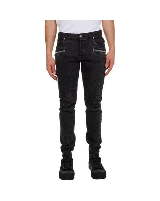 Balmain Black Ribbed Slim Jeans for men