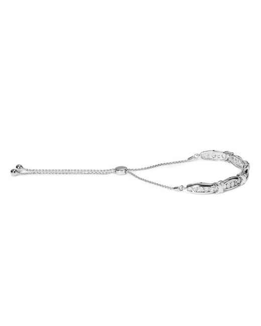 Haus of Brilliance Metallic 925 Sterling 1/10 Cttw Diamond X Link Bolo Bracelet (I-J I2-I3
