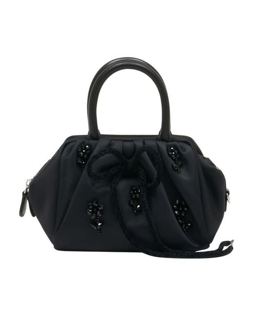 Simone Rocha Black Gathered Synthetic Top Handle Bag for men