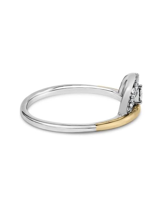 Haus of Brilliance Metallic 14K Plated Sterling 1/10 Cttw Diamond Arc Ring