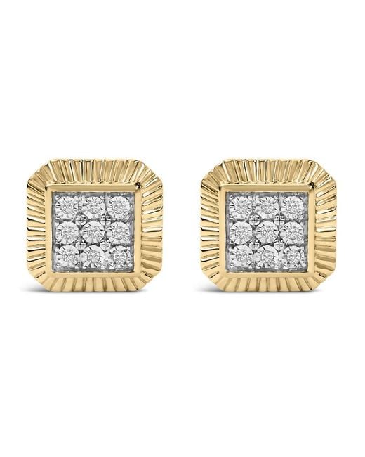 Haus of Brilliance Metallic 10K Plated .925 Sterling 1/6 Cttw Diamond Textured Halo Stud Earrings