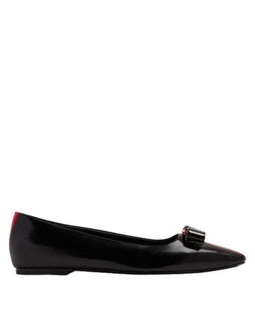 Ferragamo Black Ferragamo Vara Bow Leather Ballet Flats