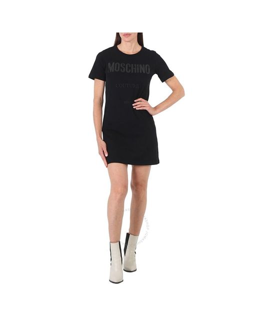 Moschino Black Fantasy Print Couture Short-sleeve T-shirt Dress