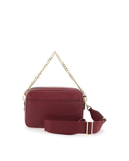 Michael Kors Purple 'Bryant' Bordeaux Crossbody Bag With Adjustable Shoulder Strap And Logo Lettering On The Front