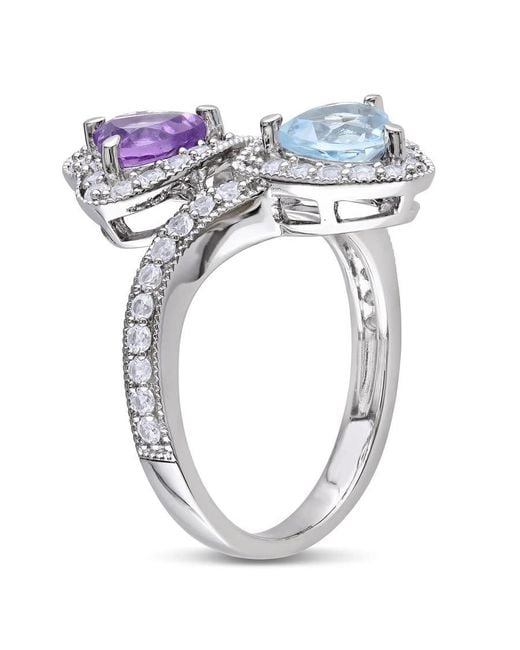 Amour Blue Amethyst, Topaz And Created Sapphire Heart Twist Ring