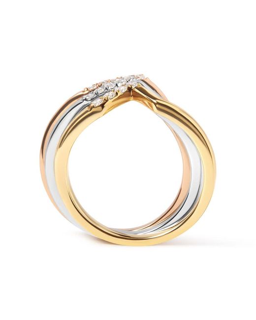 Haus of Brilliance Metallic 14K 1/4 Cttw Diamond Geometrical Chevron V Stackable Band Ring Set (G-H, Si1-Si2)