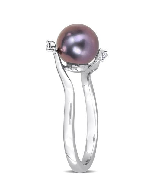 Amour Metallic 5Mm Freshwater Cultured Pearl And Topaz Bypass Ring