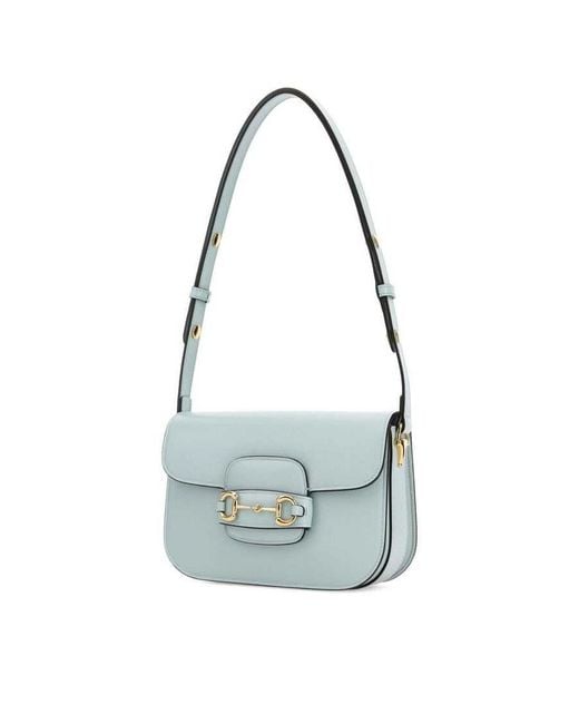 Gucci Blue Pastel Light Small Horsebit 1955 Shoulder Bag Jellyazure Calf Skin Borse A Mano