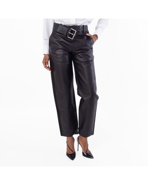 Loewe Blue Nappa Lambskin Belted Trousers, Brand Size 34 Us