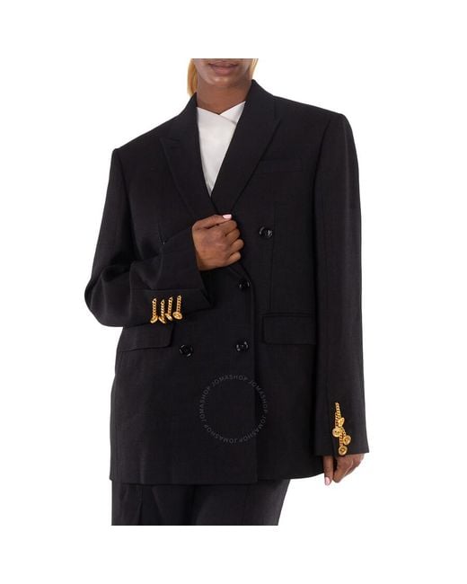 Burberry Black Long Sleeve Double Breasted Jacket, Brand Size 8 (Us