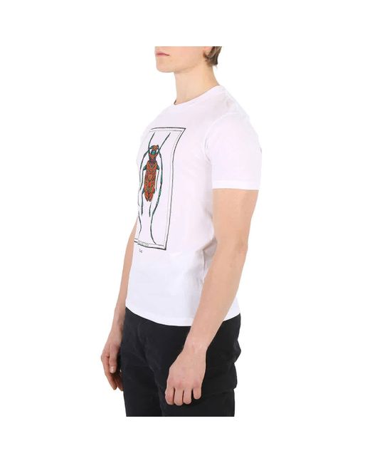 Roberto Cavalli White Crystal Embellished Beetle T-shirt for men
