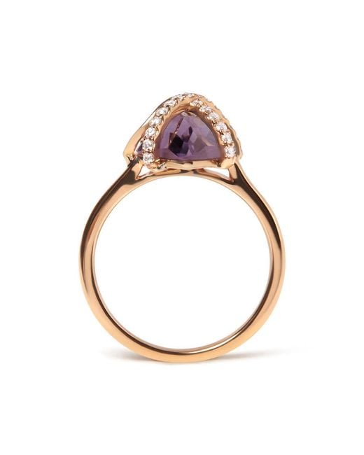 Haus of Brilliance Pink 14K Rose 1/5 Cttw Diamond Wrapped 15X15 Mm Amethyst Cocktail Ring (G-H, Si1-Si2)