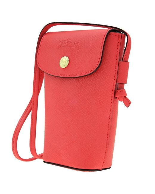 Longchamp Red Epure Phone Case With Leather Strap