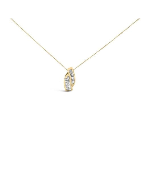 Haus of Brilliance Metallic 14K 1 1/3 Cttw Princess And Baguette-Cut Diamond Double Curved Pendant (H-I Color ,Vs1-Vs2 Clarity)