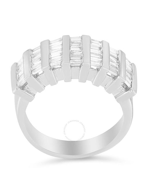 Haus of Brilliance Metallic Sterling Silver 1 Ct. Tdw Multi-row Baguette Diamond Ring