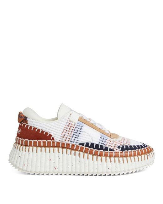 Chloé White Nama Lace-Up Sneakers, Brand Size 39 Us