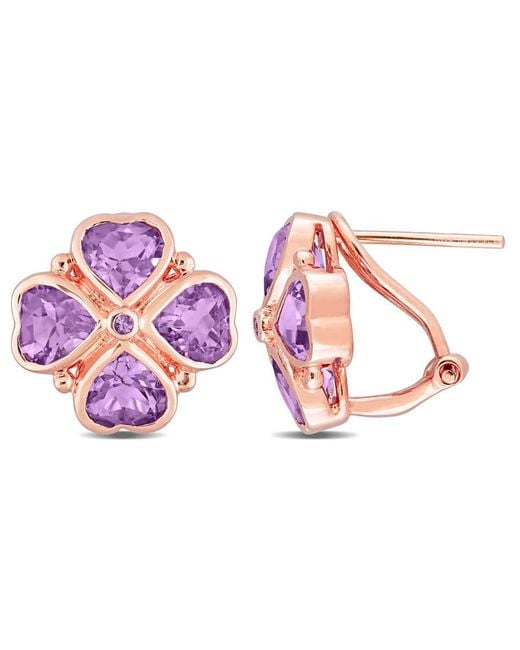 Amour Pink 3 1/4 Ct Tgw Rose De France Clover Earrings