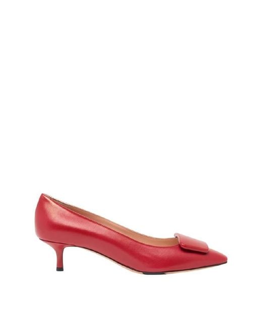 Bally Red Claudie 45 Leather Pumps, Brand Size 35 Us