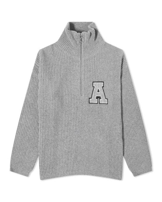 Axel Arigato Gray Team Melange Half Zip Knit Sweater for men
