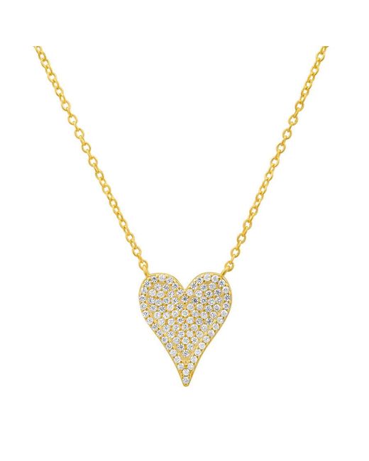 Kylie Harper Metallic 14K Over Over Elongated Cz Heart Necklace