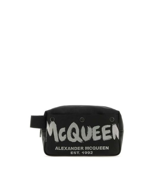 Alexander McQueen Black Fabric Mcqueen Graffiti Beauty Case for men