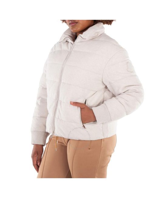 Moncler White Cayeux Puffer Cashmere Jacket, Brand Size 2